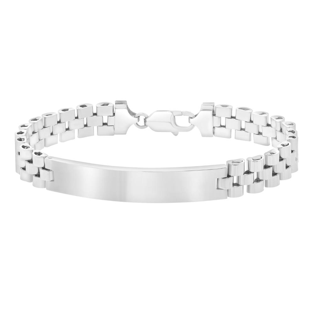 Silver Railroad ID Bracelet – The Gold Connection LLC