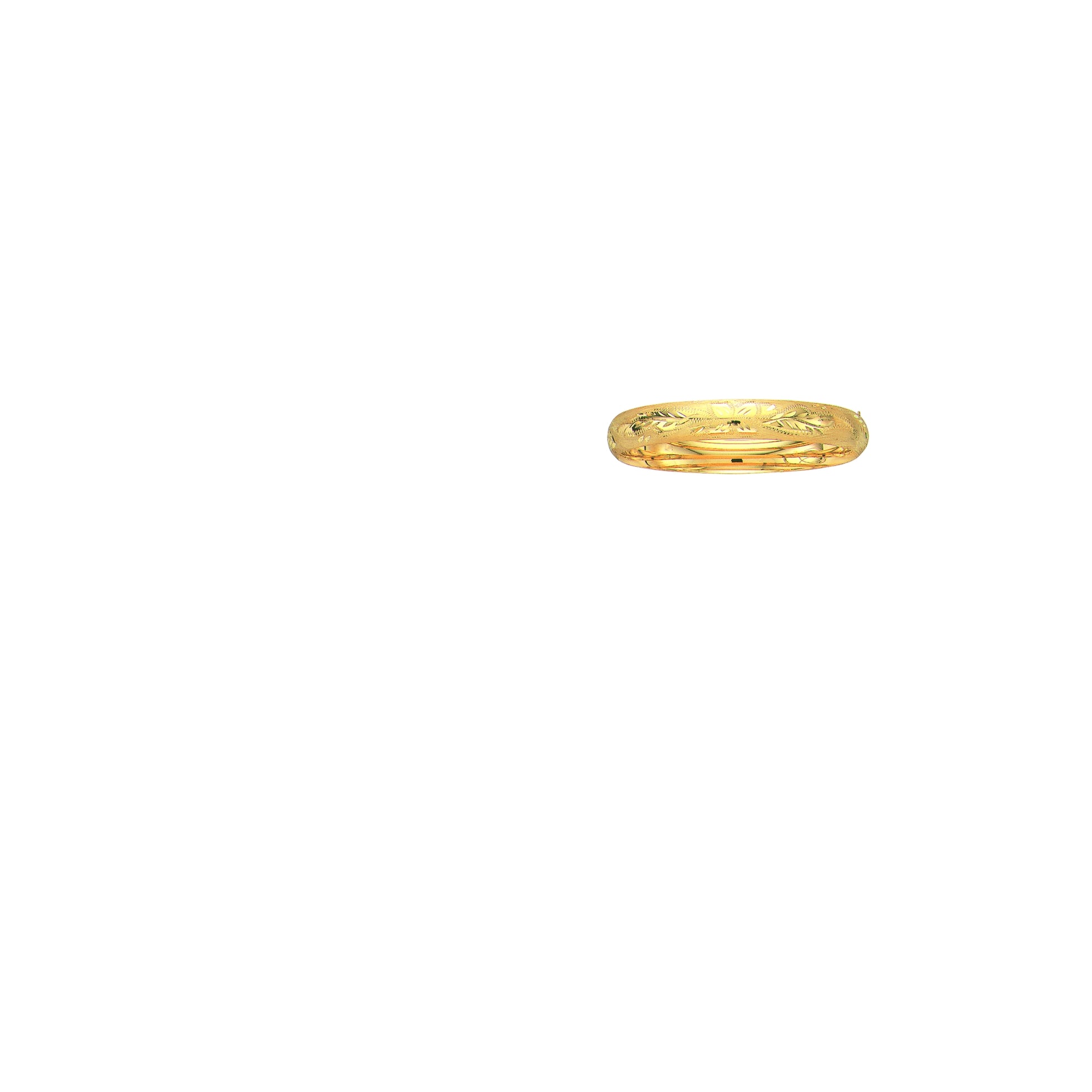 14K Gold 10mm Floral Design Bangle
