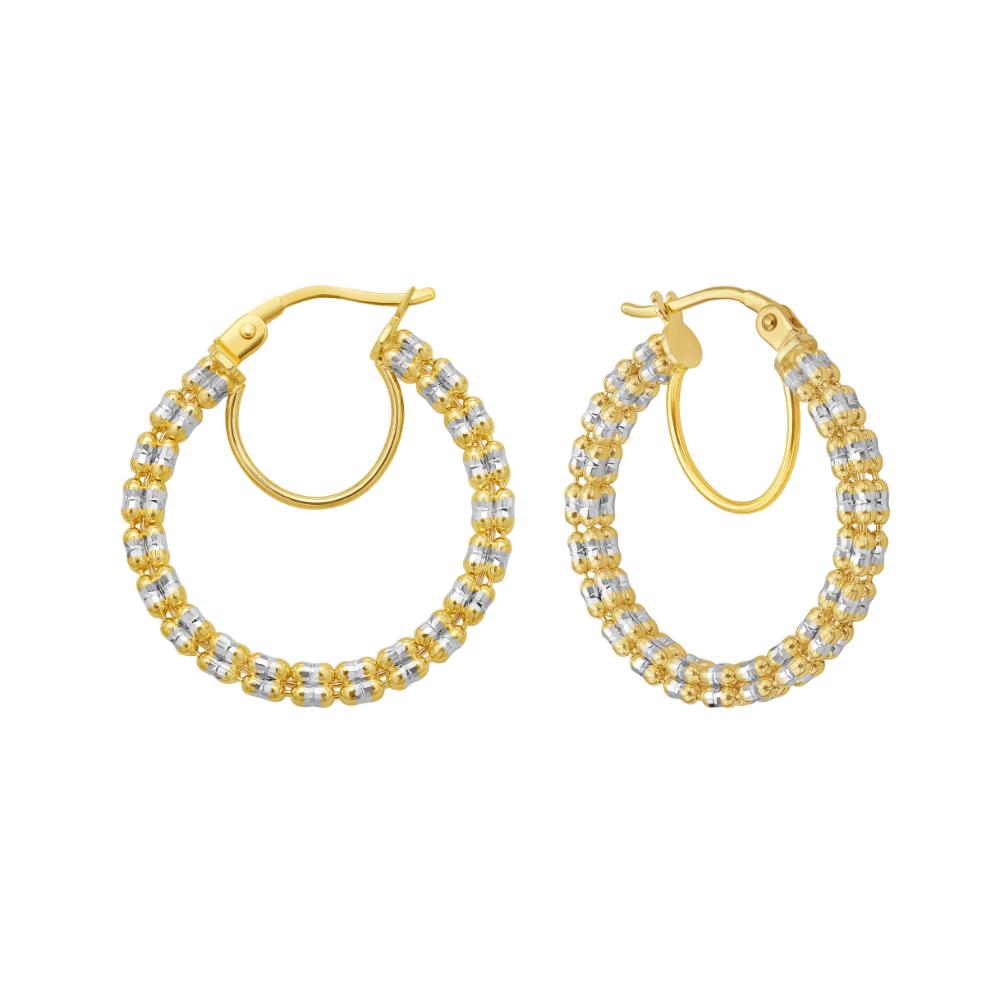 14K Ice Chain Round Hoops