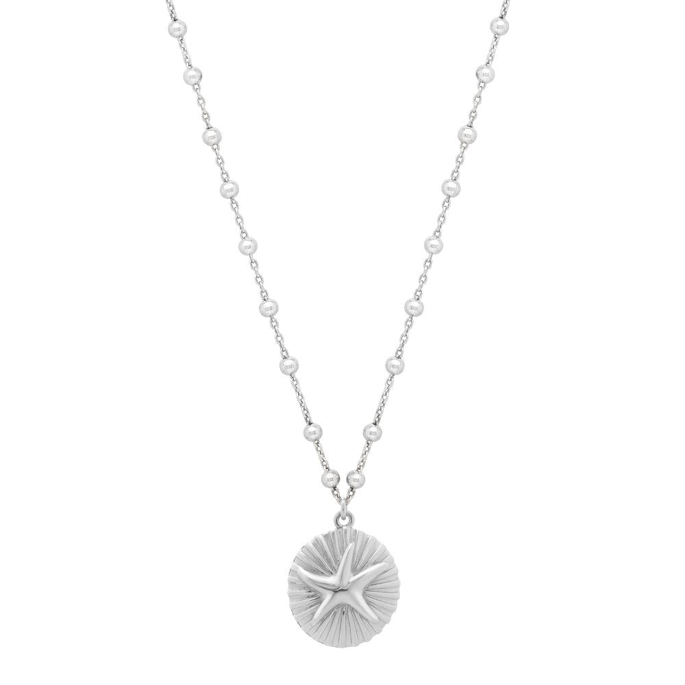 Silver Starfish Medallion Necklace