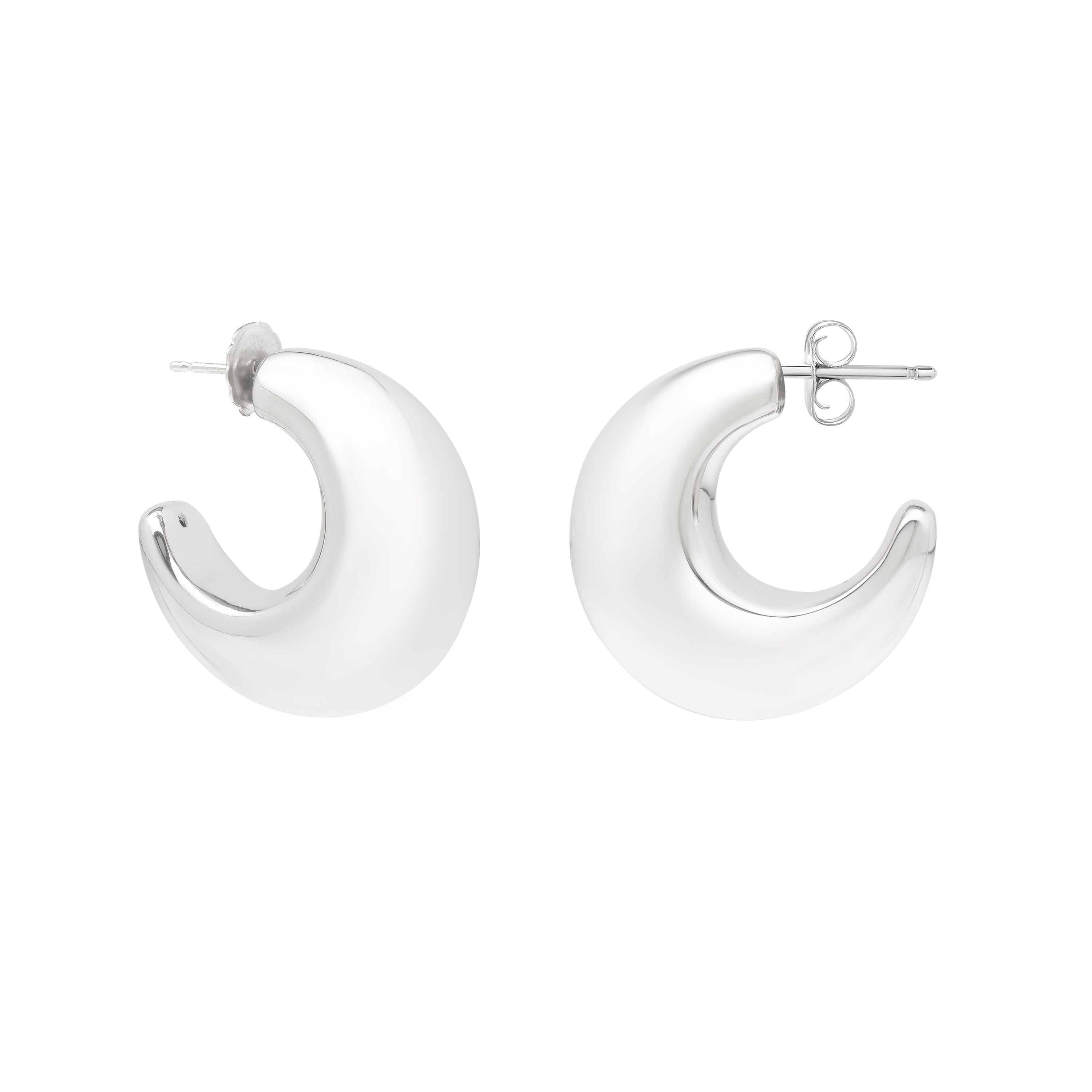Silver Half Moons with Push Back Clasp – The Gold Connection LLC