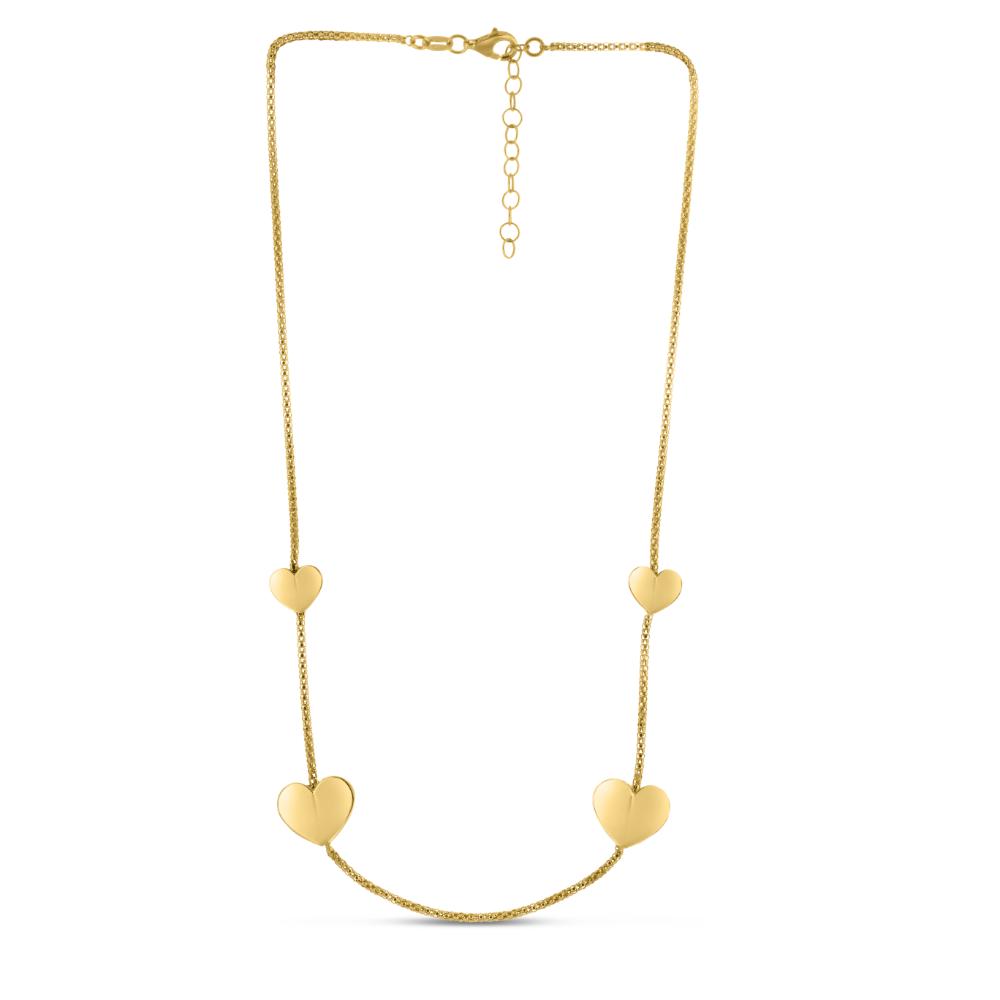 Silver Plated Hearts Station Chain