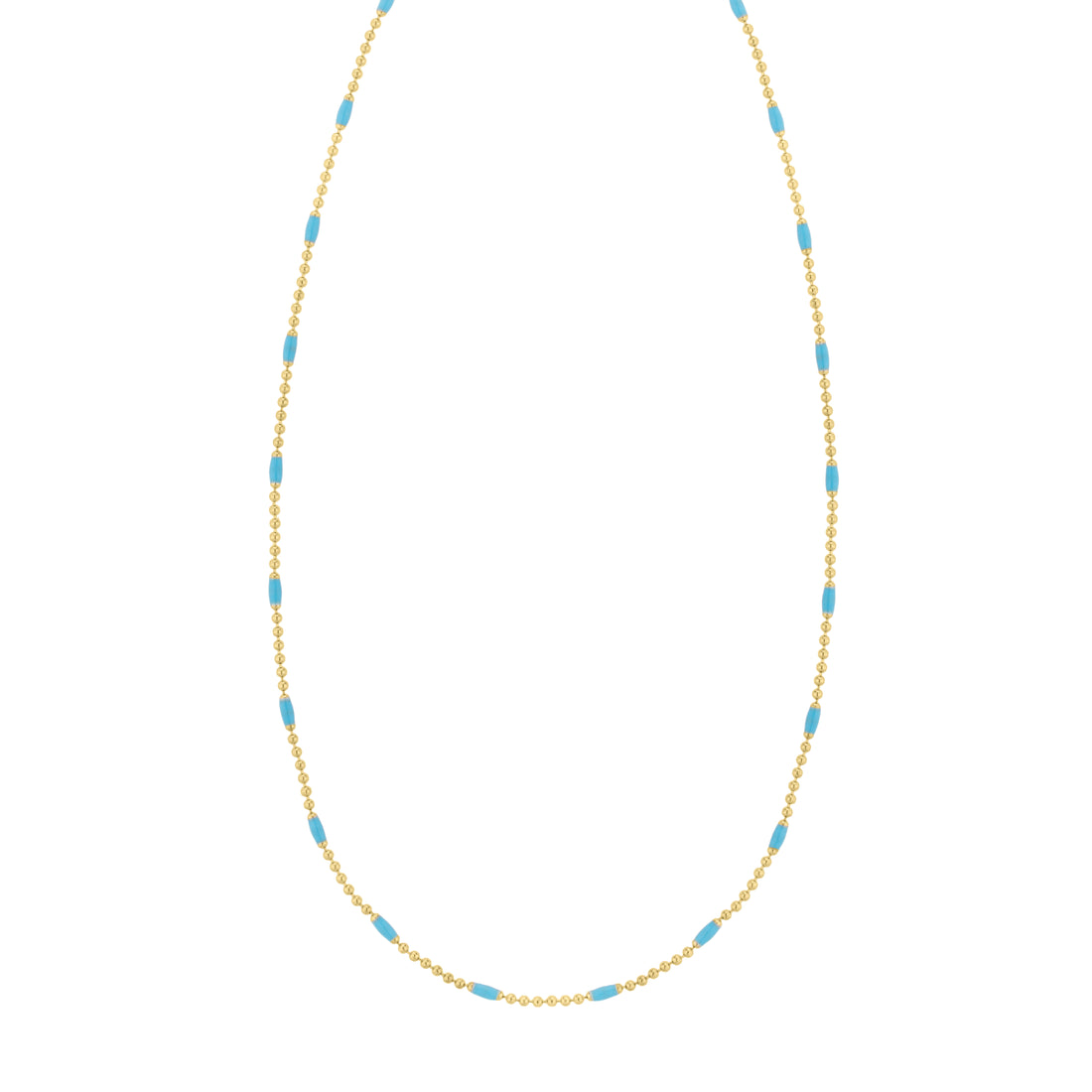 Gold Over Silver Enamel Beaded Chain Necklace