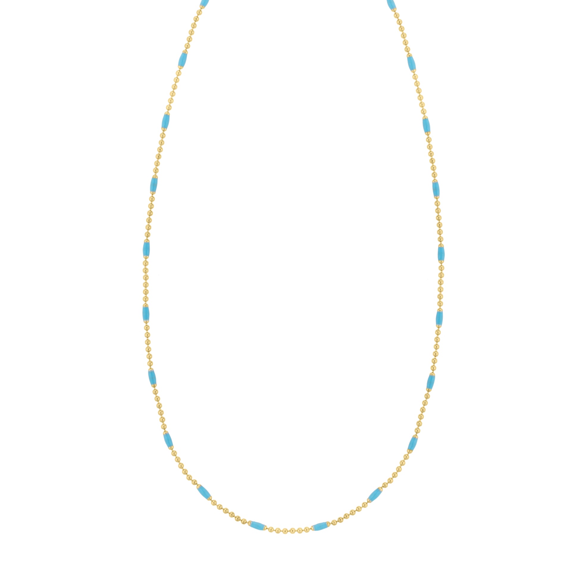 Gold Over Silver Enamel Beaded Chain Necklace