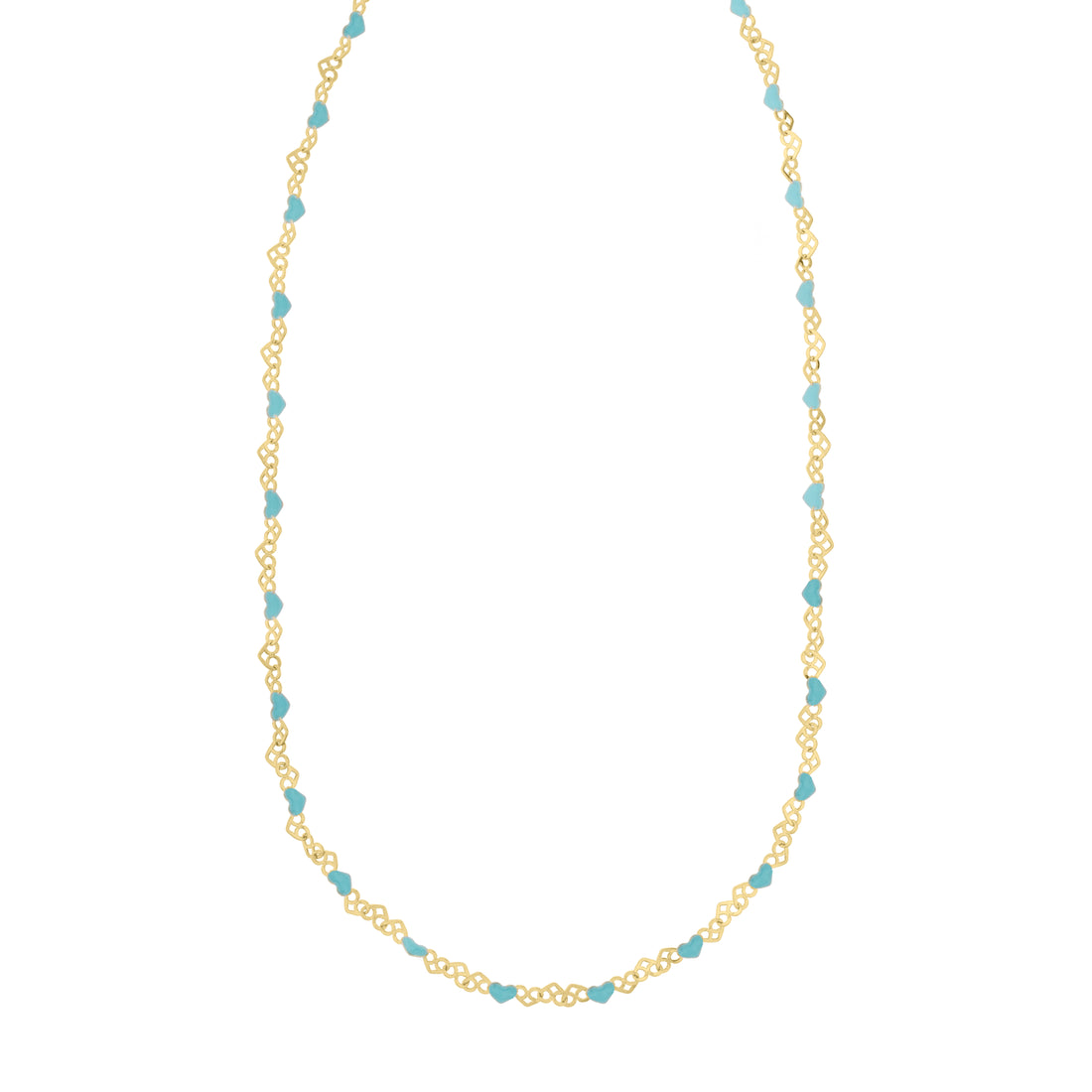 Gold Over Silver Enamel Hearts Chain Necklace