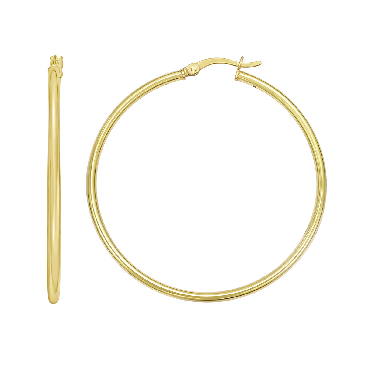 Gold Over Silver 2x40mm Hoop Earring