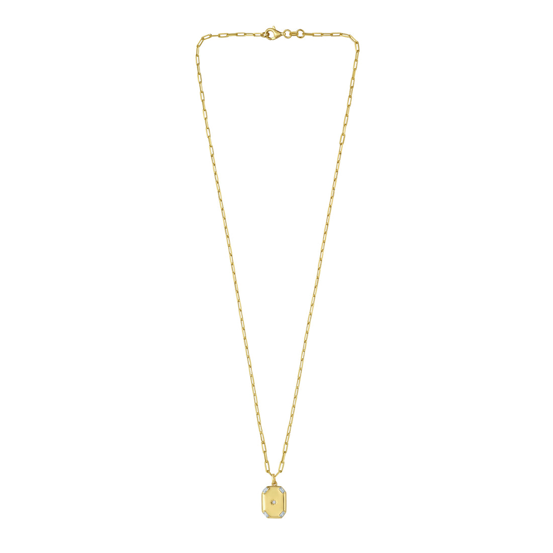 Gold Over Silver Octagonal Star Locket Necklace