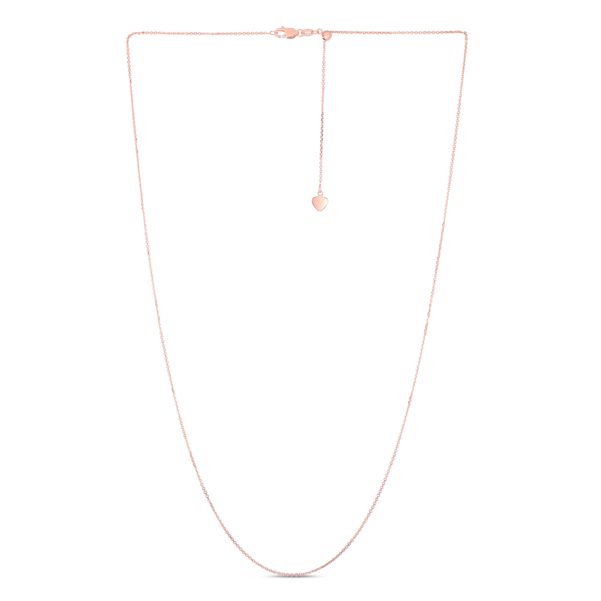 14K Gold 1.1mm Adjustable Diamond Cut Cable Chain