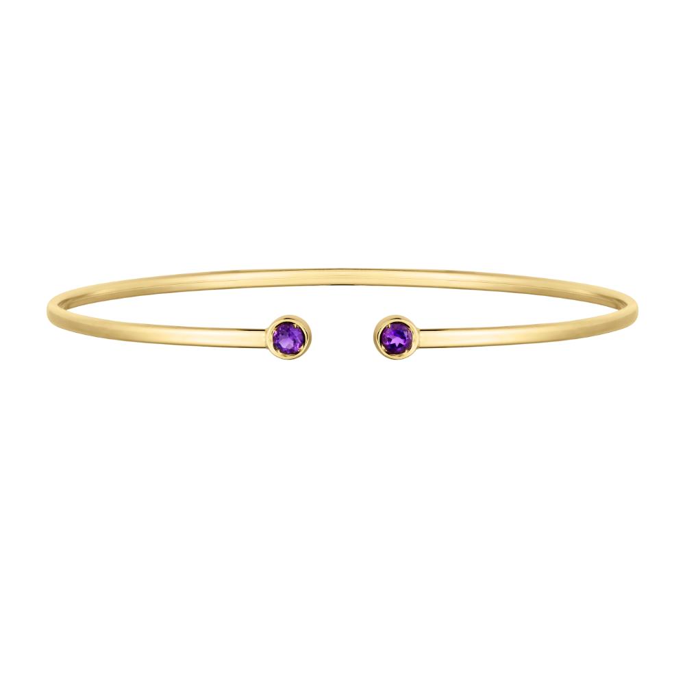 14K Amethyst Open Cuff Bangle