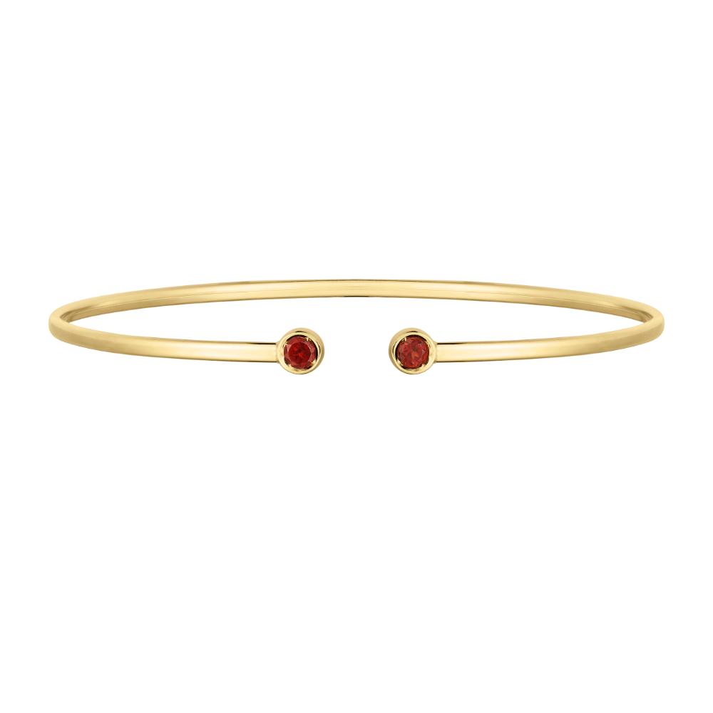 14K Garnet Open Cuff Bangle