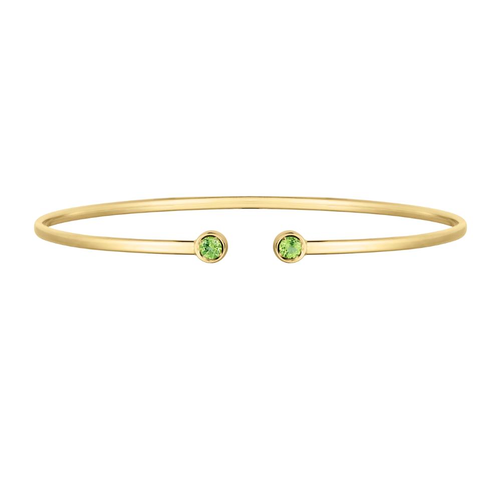 14K Peridot Open Cuff Bangle