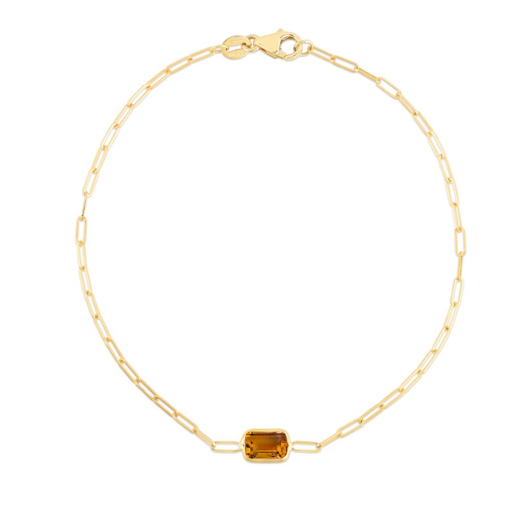 14K Citrine Paperclip Bracelet