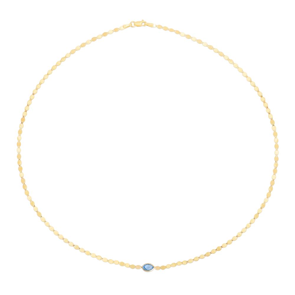 14K Blue Topaz Mirrored Chain Necklace