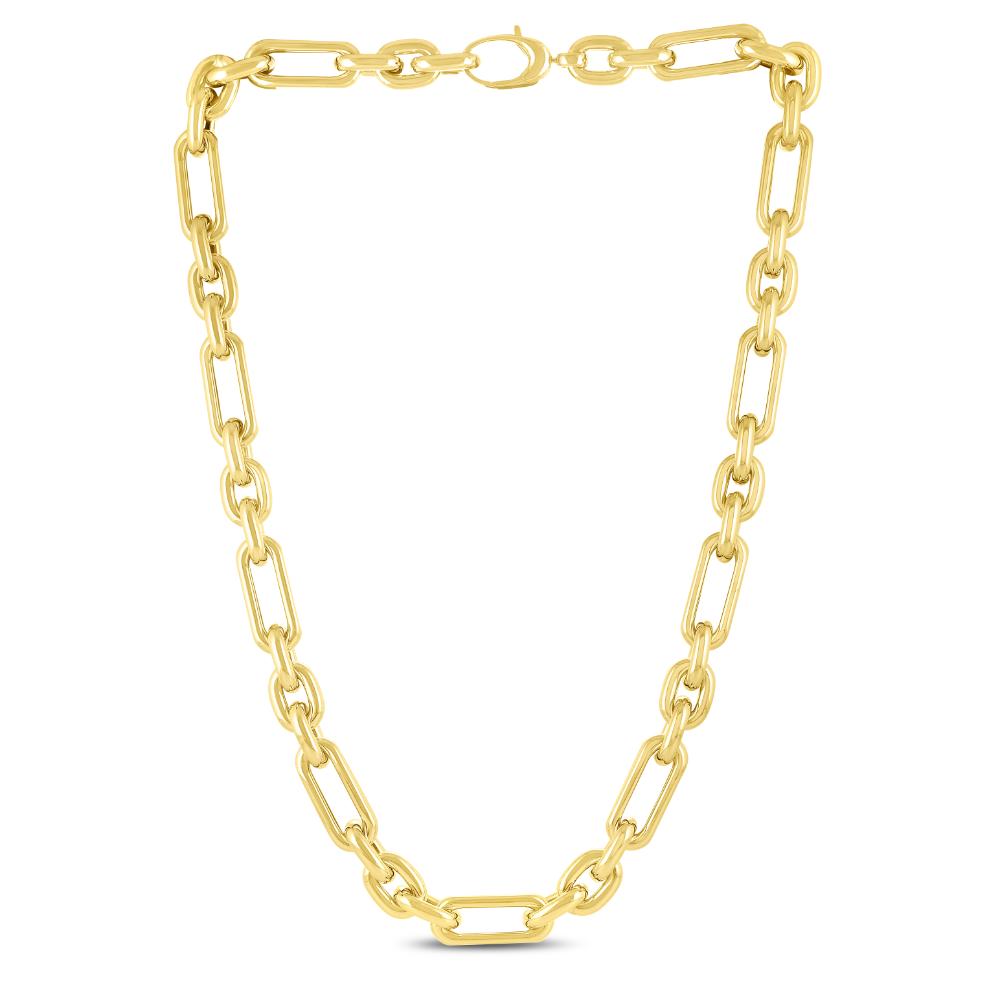14K Gold Alternating Paperclip Oval Links Chain