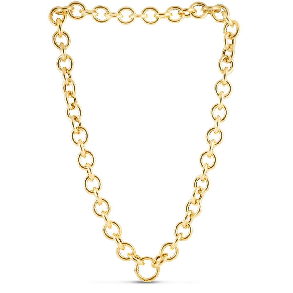 14K Gold Round Link Push Clasp Chain