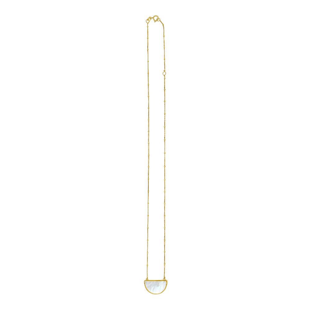 14K MOP Geometric Half Moon Necklace