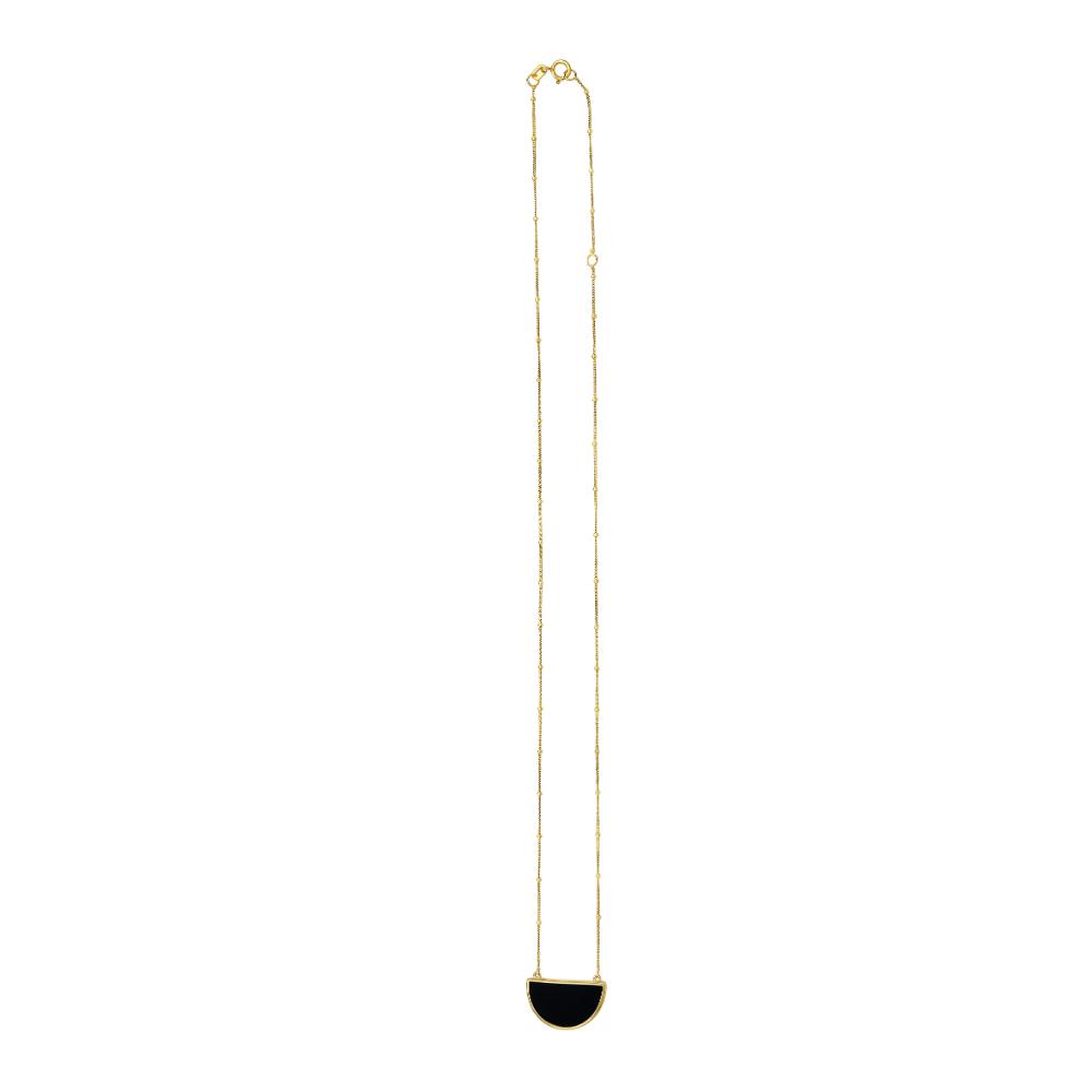 14K Onyx Geometric Half Moon Necklace