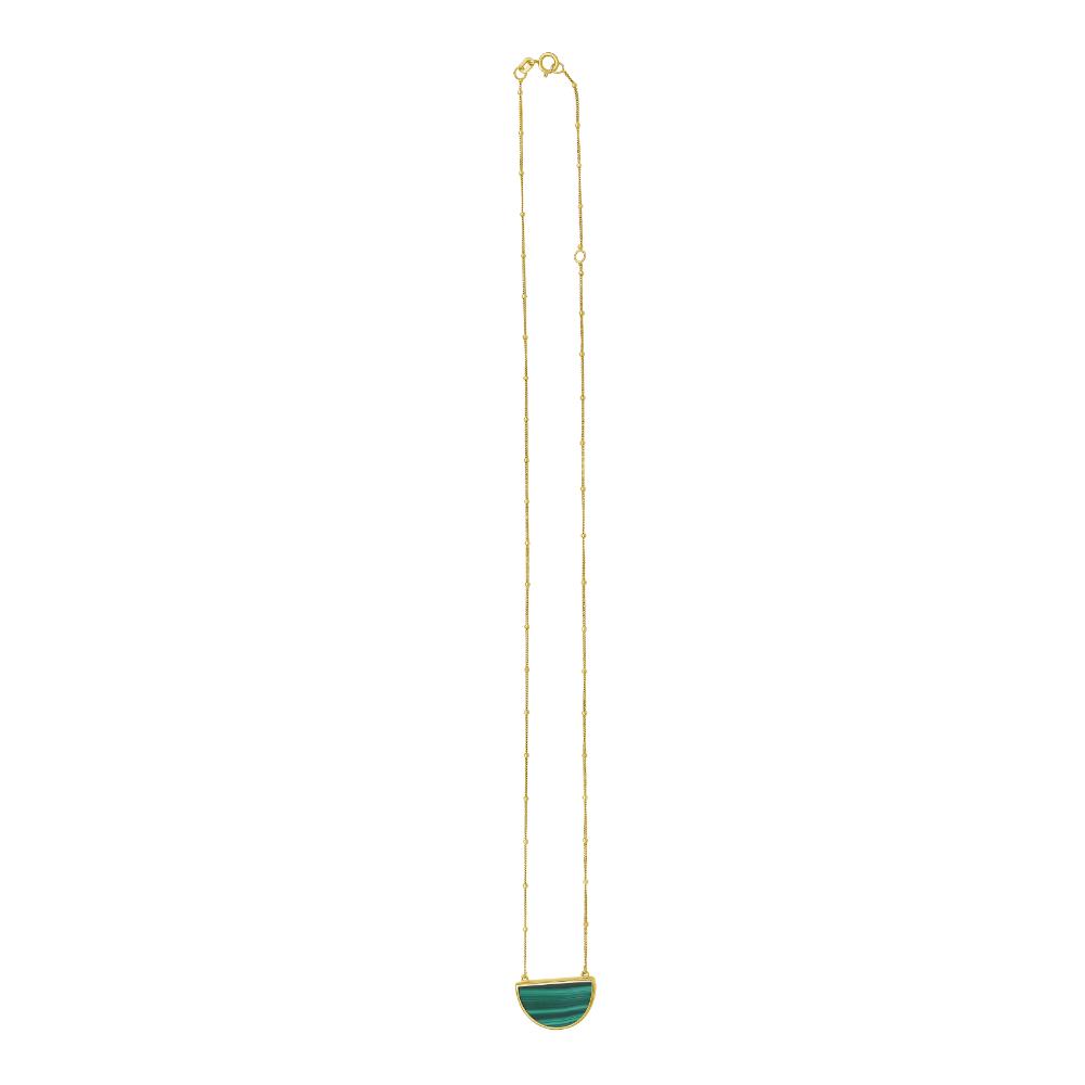 14K Malachite Geometric Half Moon Necklace
