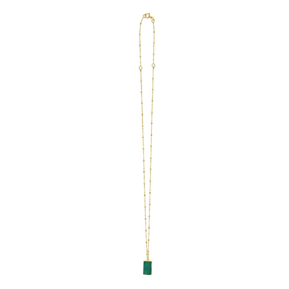14K Malachite Geometric Gem Rectangle Necklace