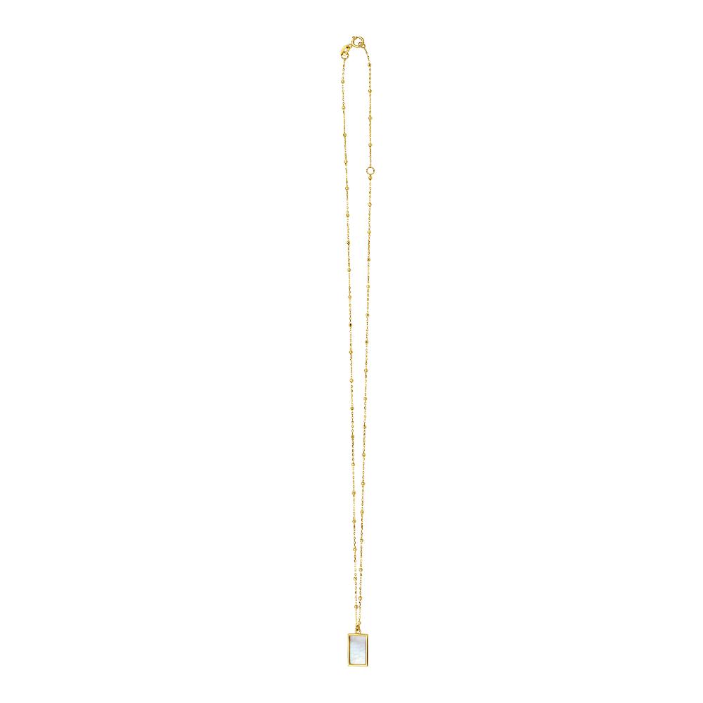 14K MOP Geometric Gem Rectangle Necklace