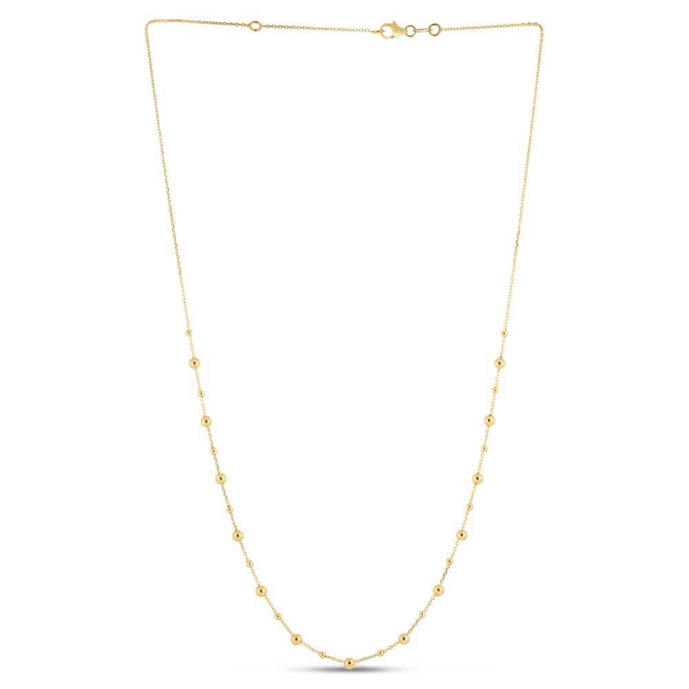 14K Gold Bead Station Necklace