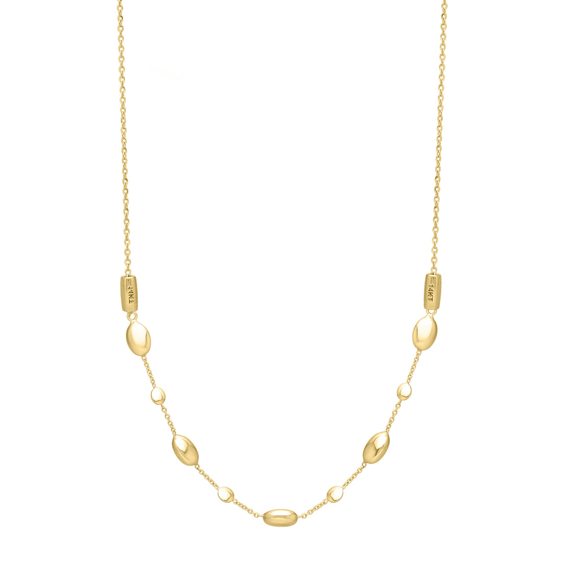14K Adjustable Puff Pebble Necklace