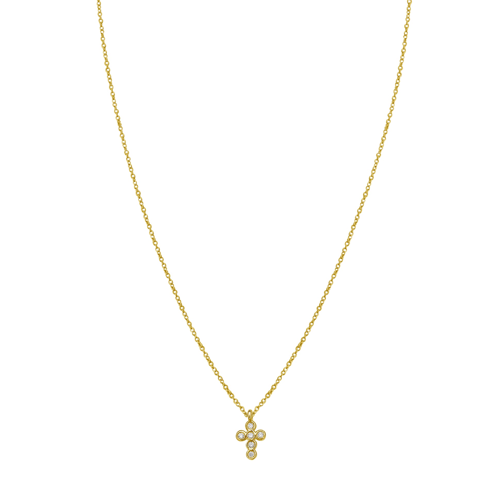 14K Petite Diamond Cross Necklace
