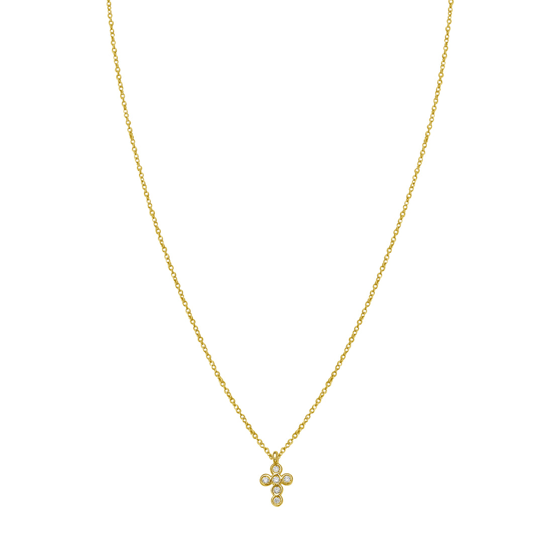 14K Petite Diamond Cross Necklace