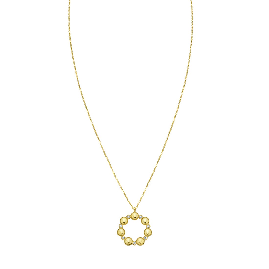 14K Diamond Circle Bauble Necklace