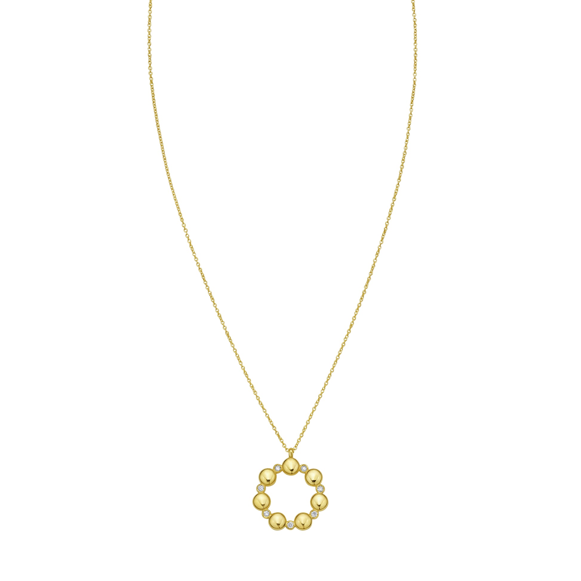 14K Diamond Circle Bauble Necklace