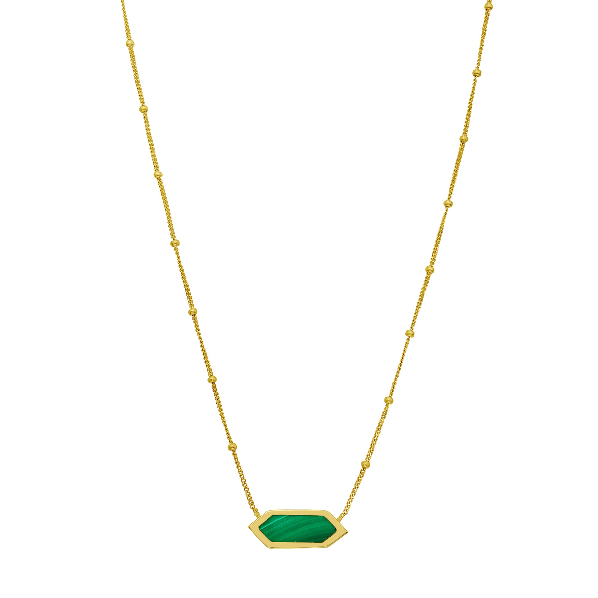 14K Hexagon Malachite Necklace