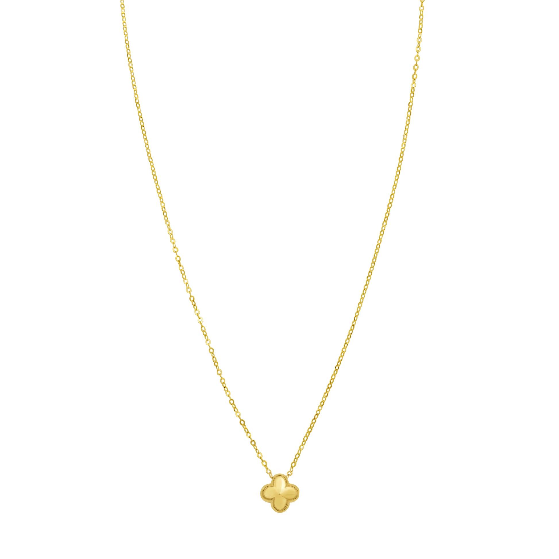 14K Puffed Mini Clover Pendant