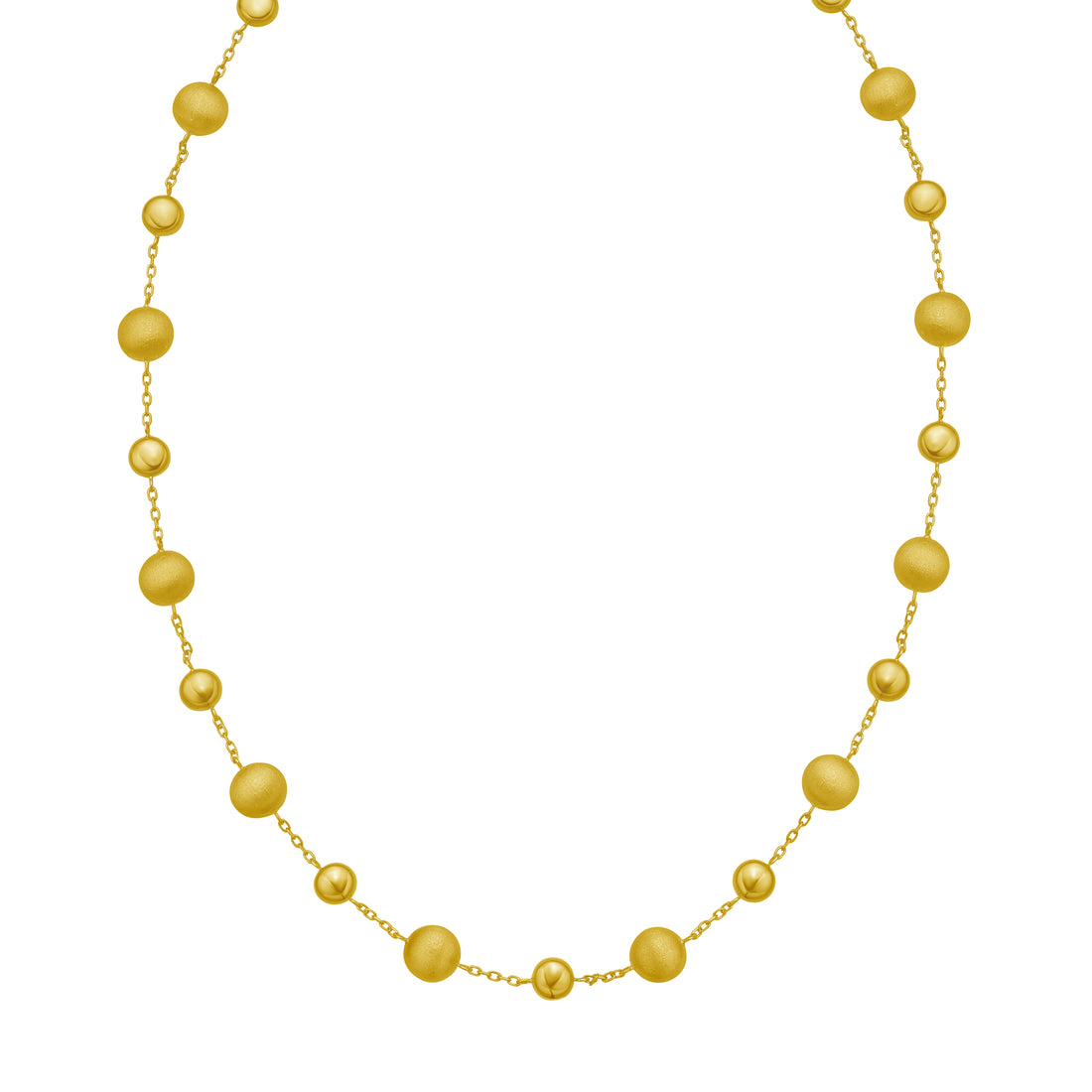 14K Polished/Satin Pebble Links Necklace