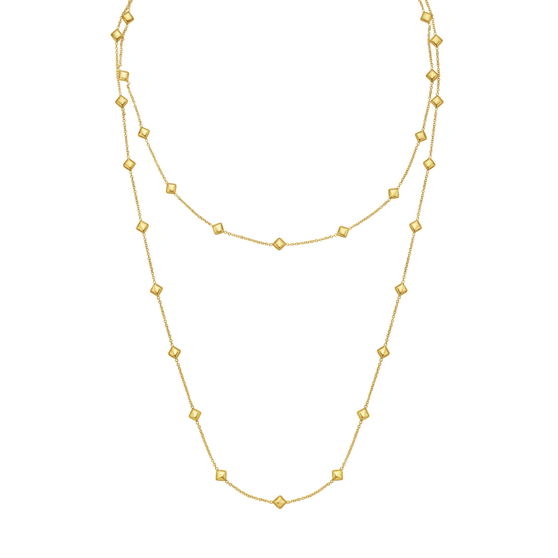 14K Pyramid Station Layered Necklace