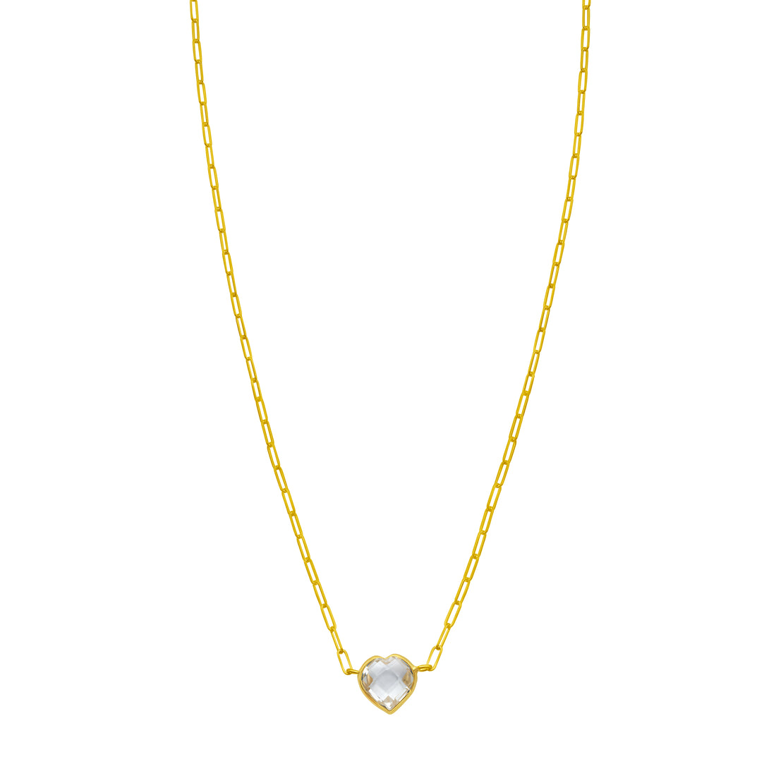 14K White Topaz Heart Necklace