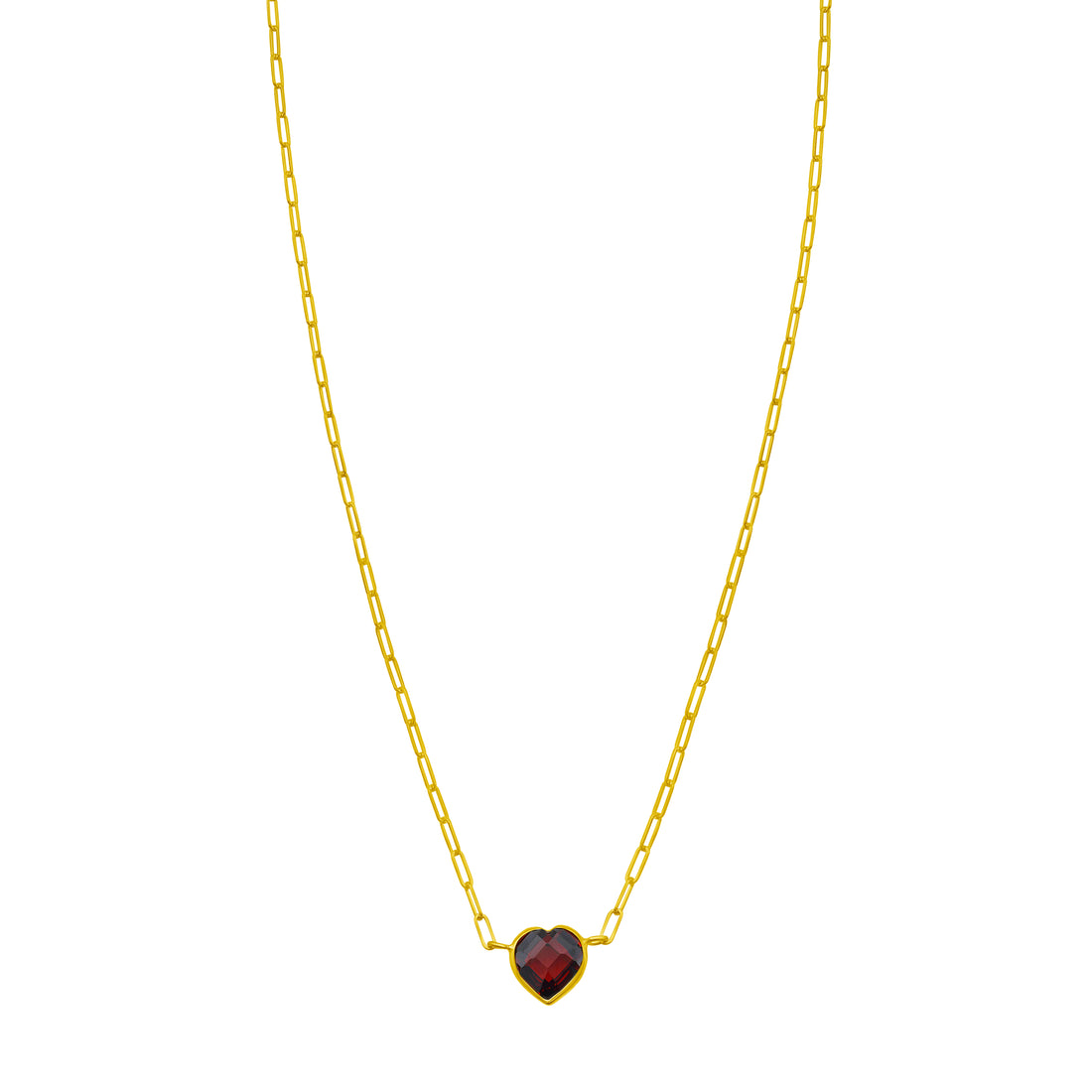 14K Garnet Heart Necklace