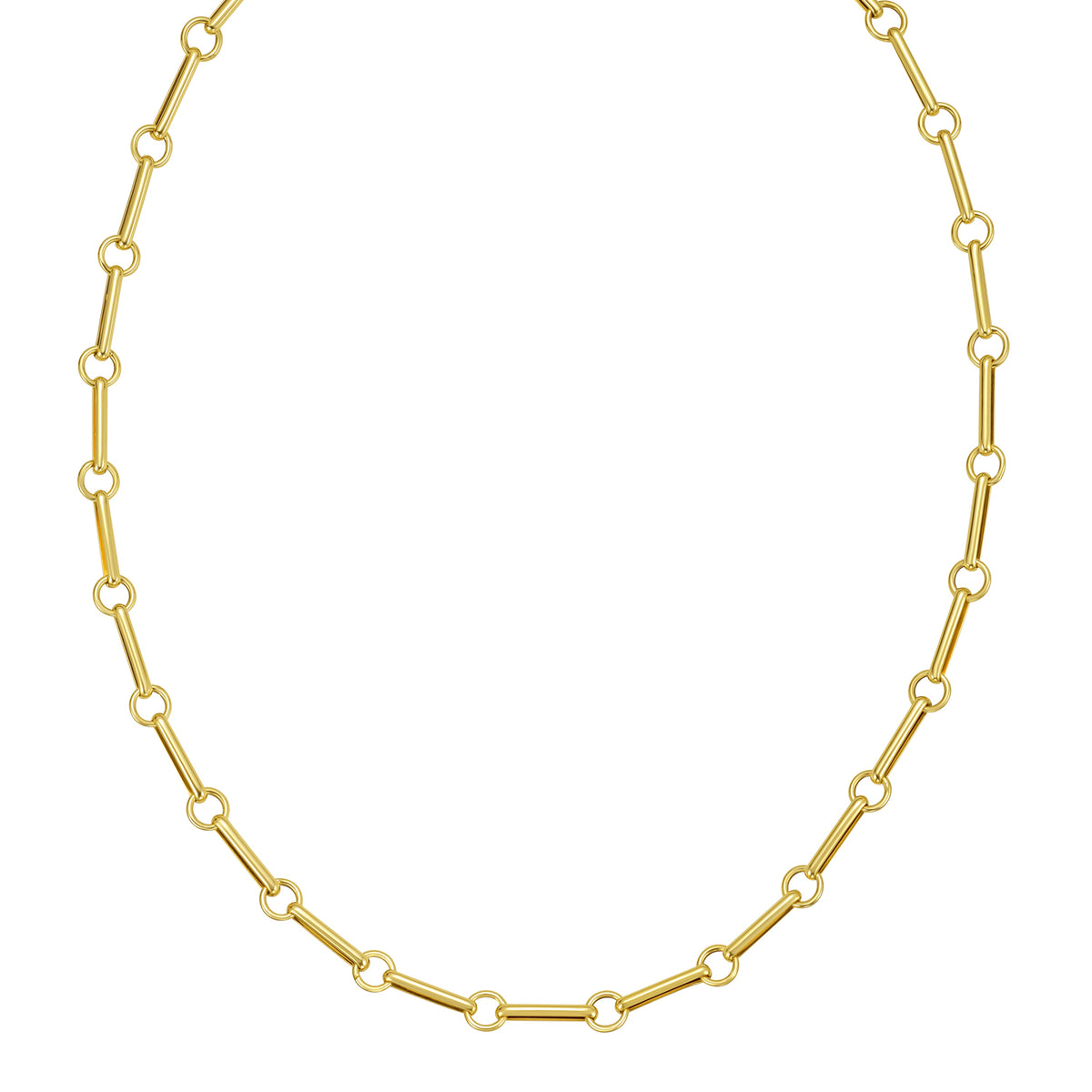 14K Long Bar Link Necklace
