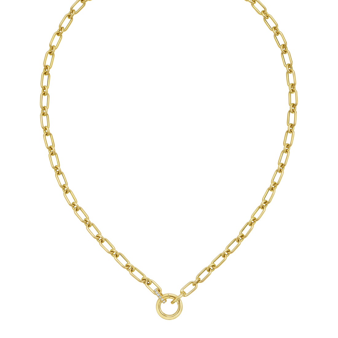 14K Diamond Charm Link Necklace