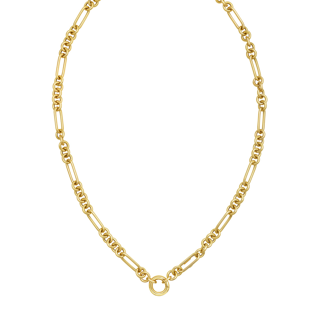 14K Fashion Figaro Charm Link Necklace