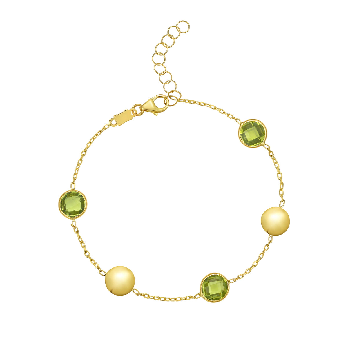 14K Peridot Pebble Bracelet