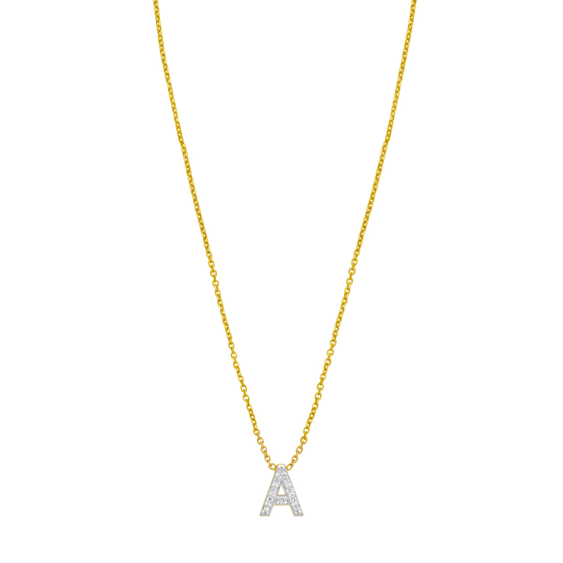 14K Mini Diamond A Initial