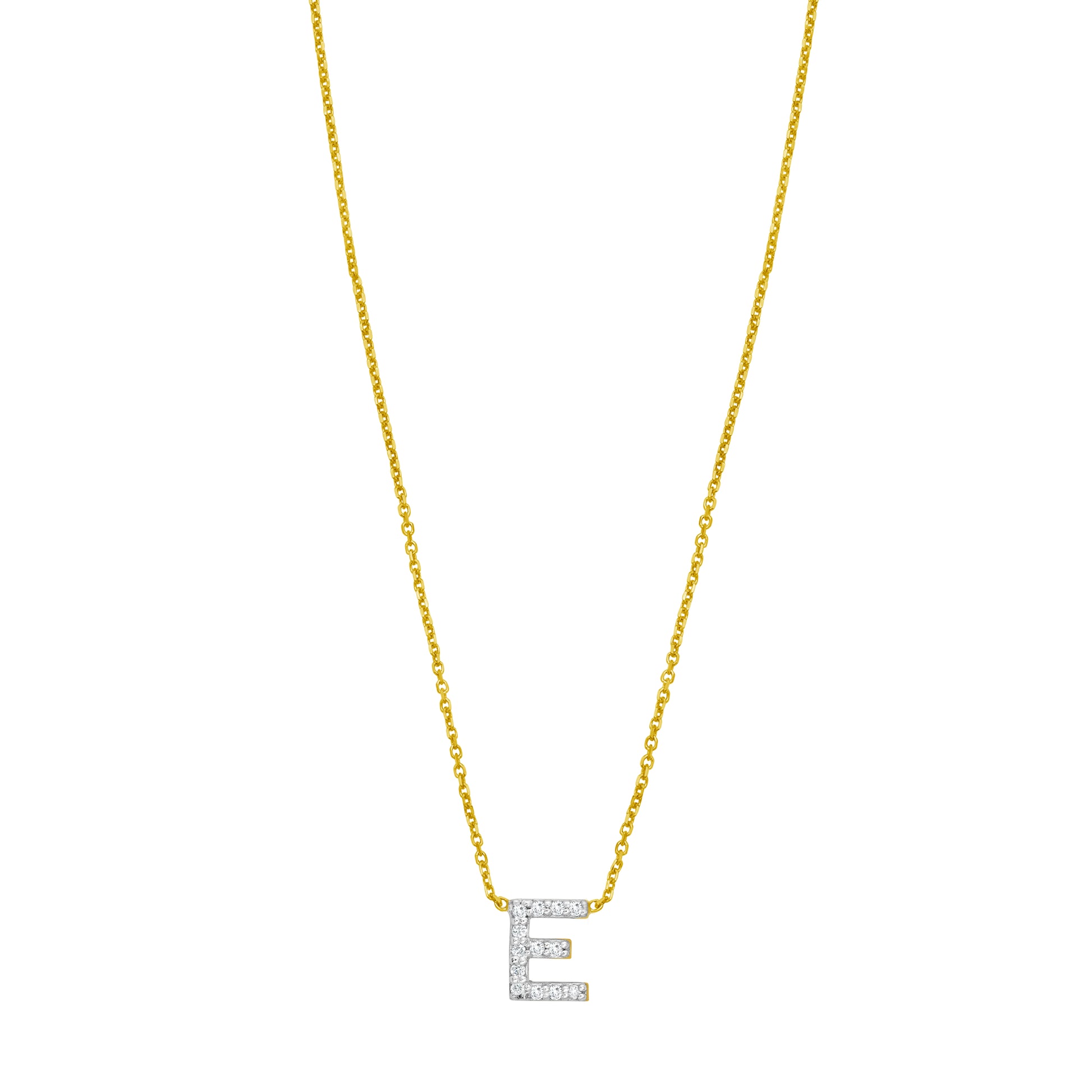 14K Mini Diamond E Initial