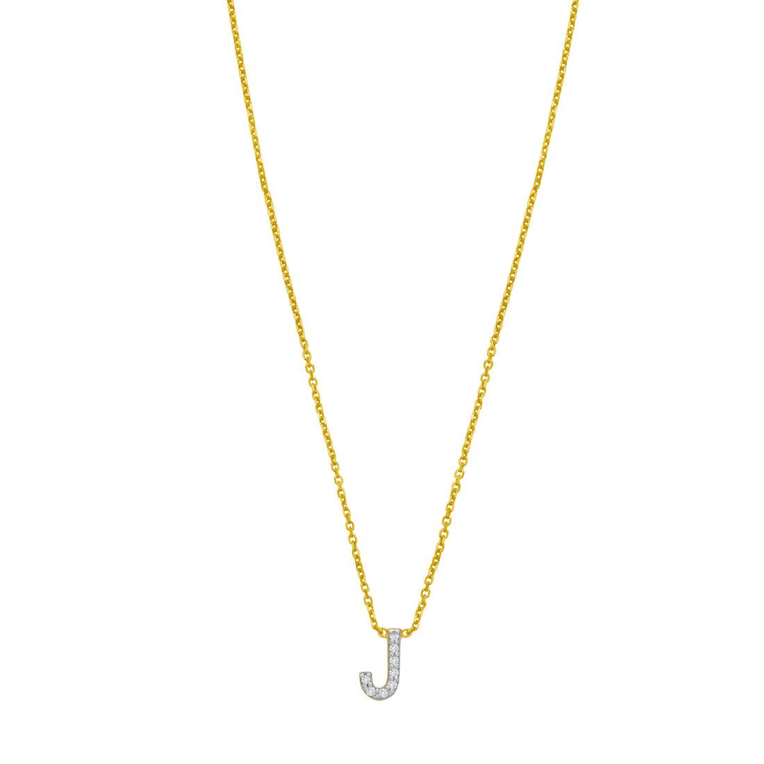 14K Mini Diamond J Initial