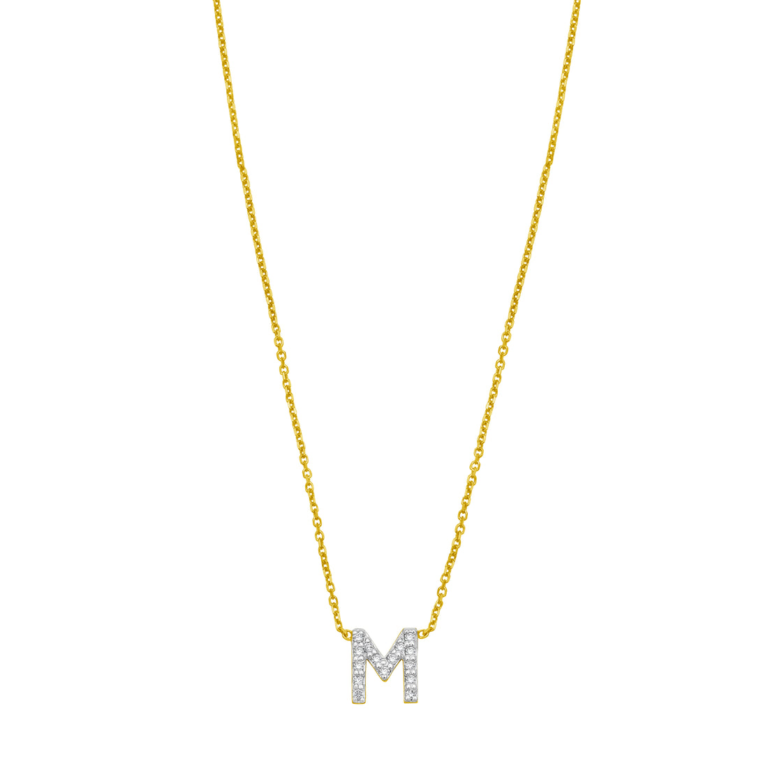 14K Mini Diamond M Initial