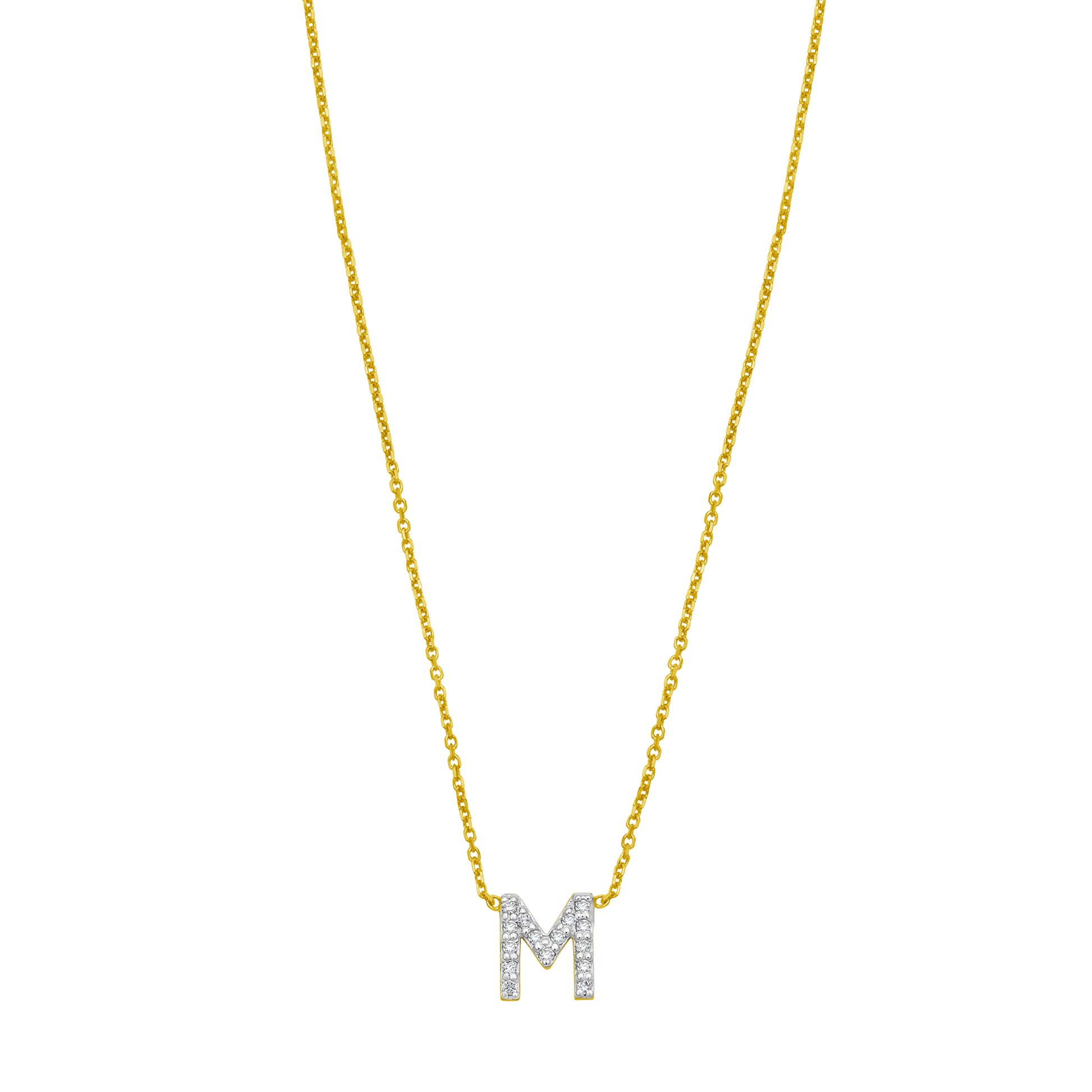 14K Mini Diamond M Initial