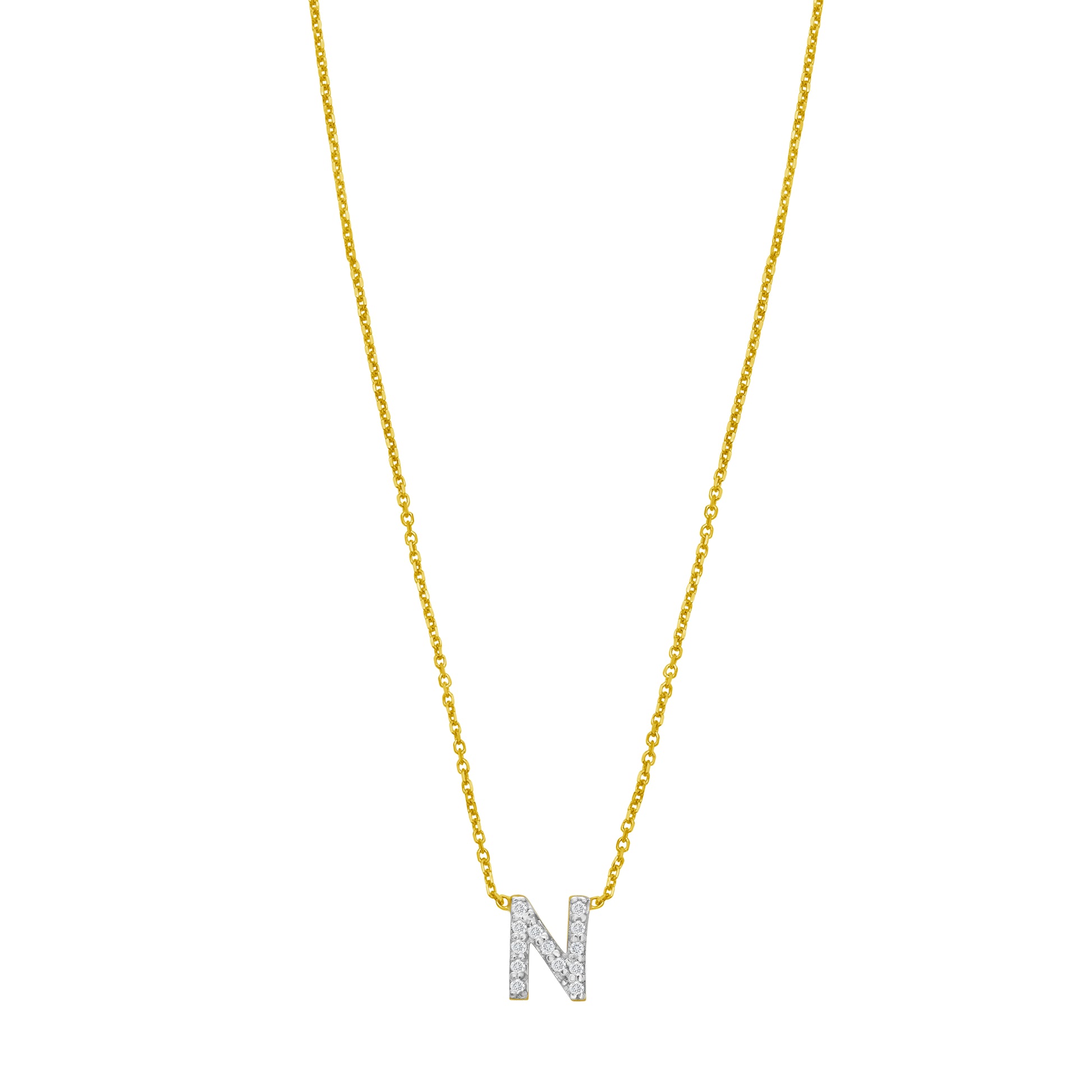 14K Mini Diamond N Initial