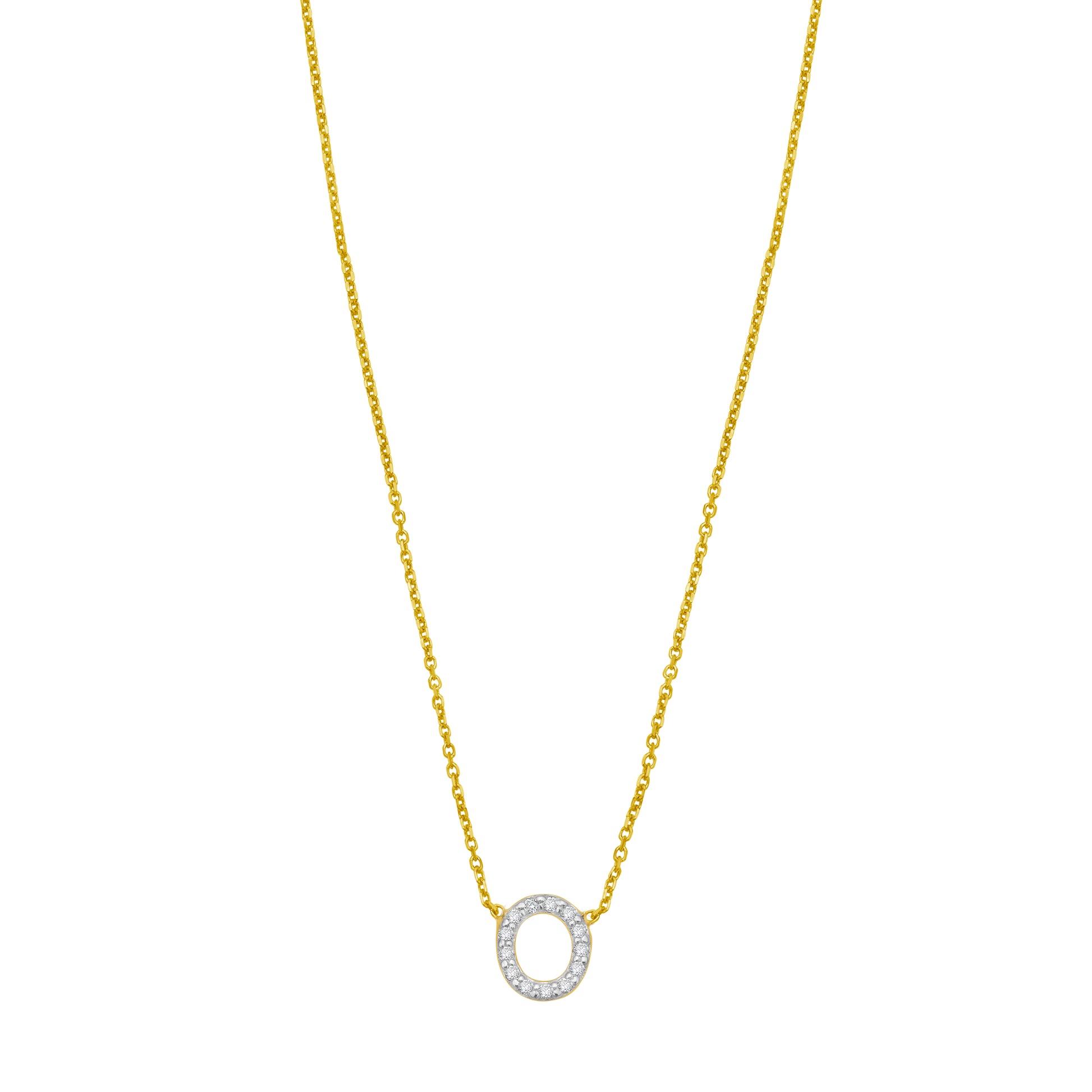 14K Mini Diamond O Initial