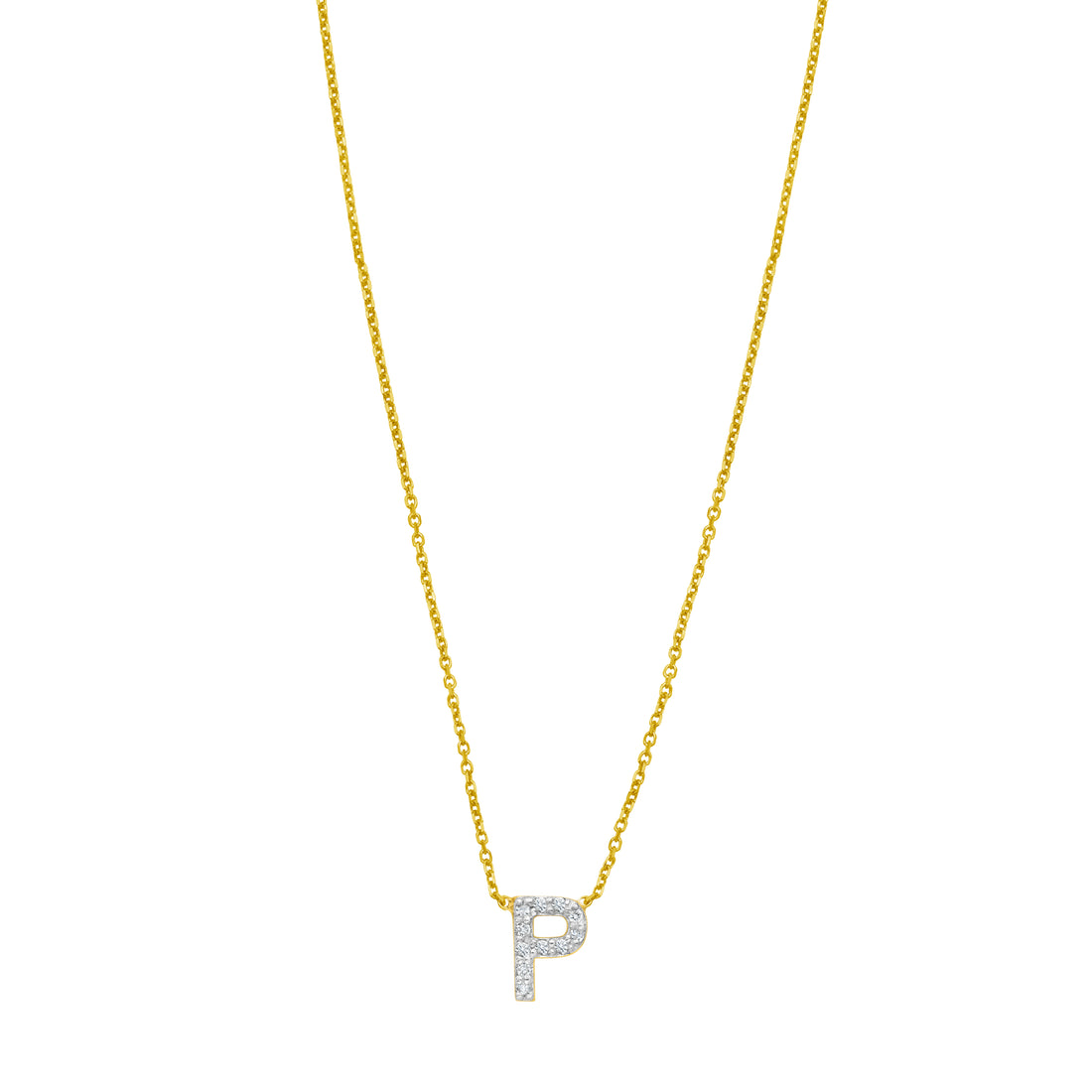 14K Mini Diamond P Initial
