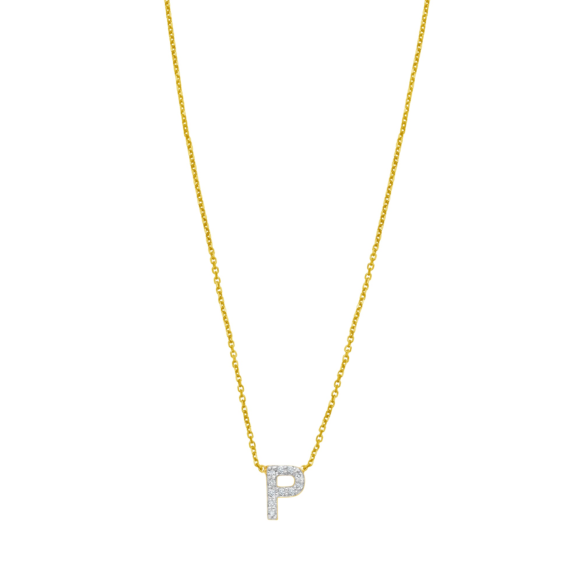 14K Mini Diamond P Initial