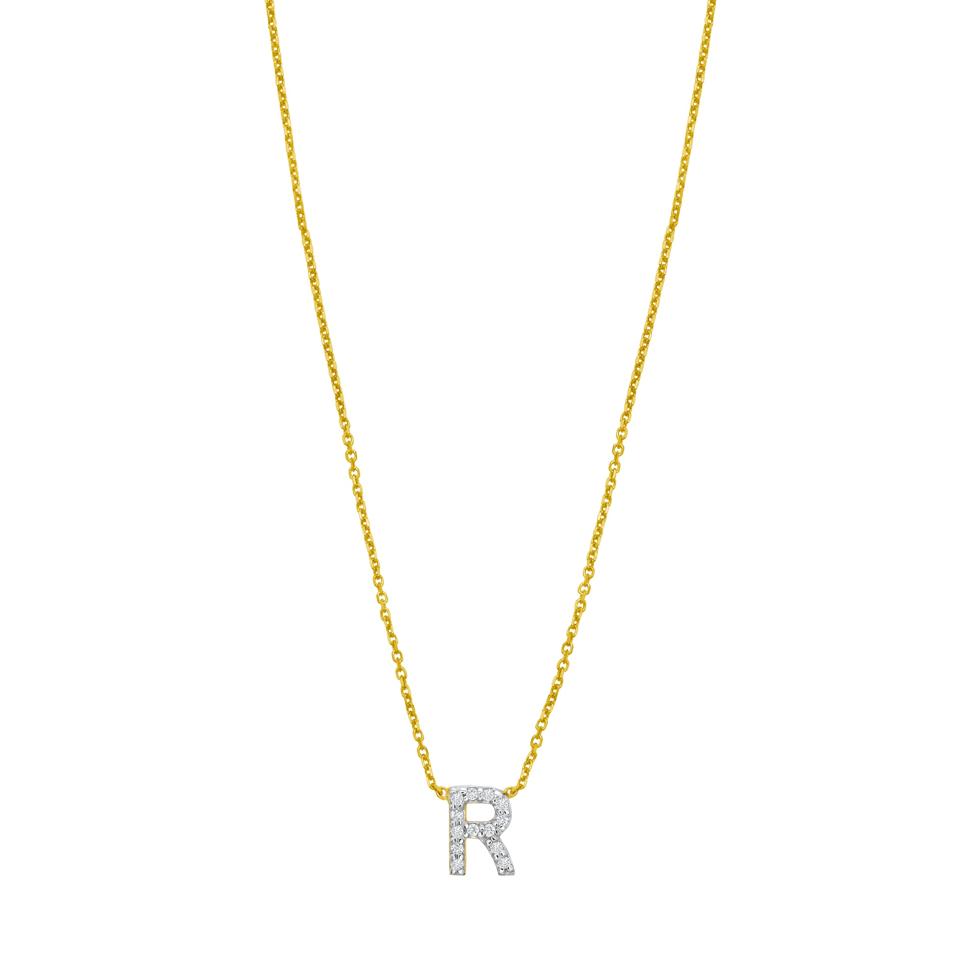 14K Mini Diamond R Initial